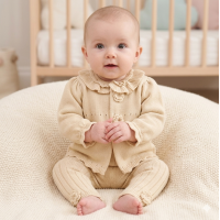 G10857NB: Baby Girls Knitted 2 Piece Outfit (0-12 Months)